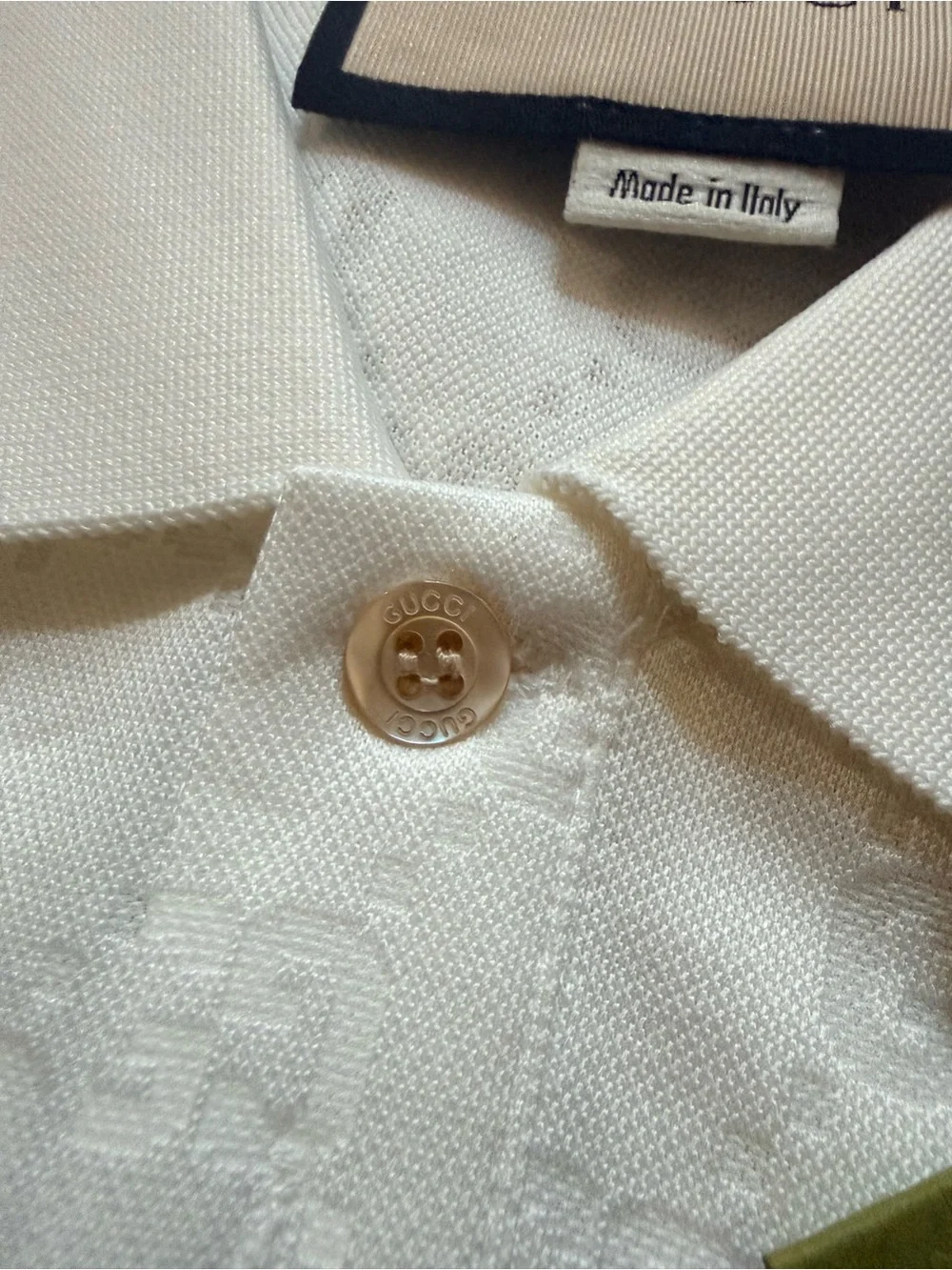 Gucci White Men's Embossed Logo Polo